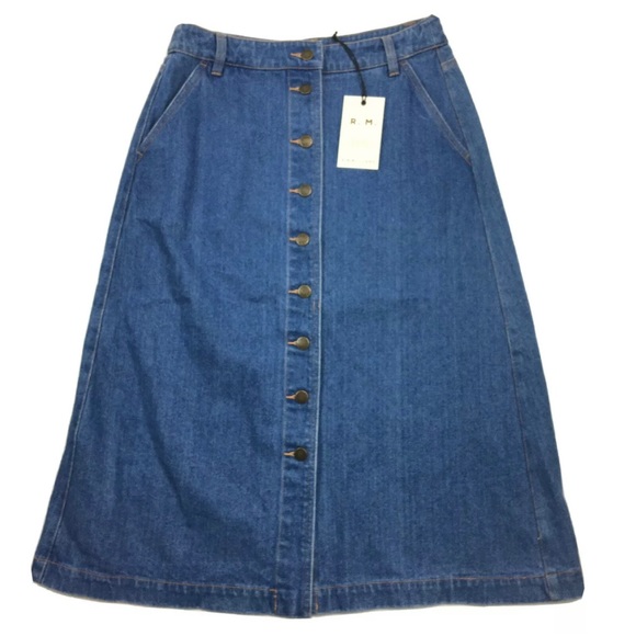 R.M. Williams Dresses & Skirts - RM Williams Blue Denim Button Front Skirt Size 14